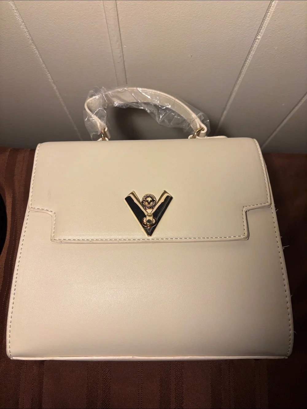 NWT Valentino Orlando Cream Satchel Crossbody & Removable Wallet Set